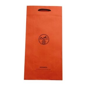 HERMES New Authentic Iconic Orange Paper Shopping Gift Bag